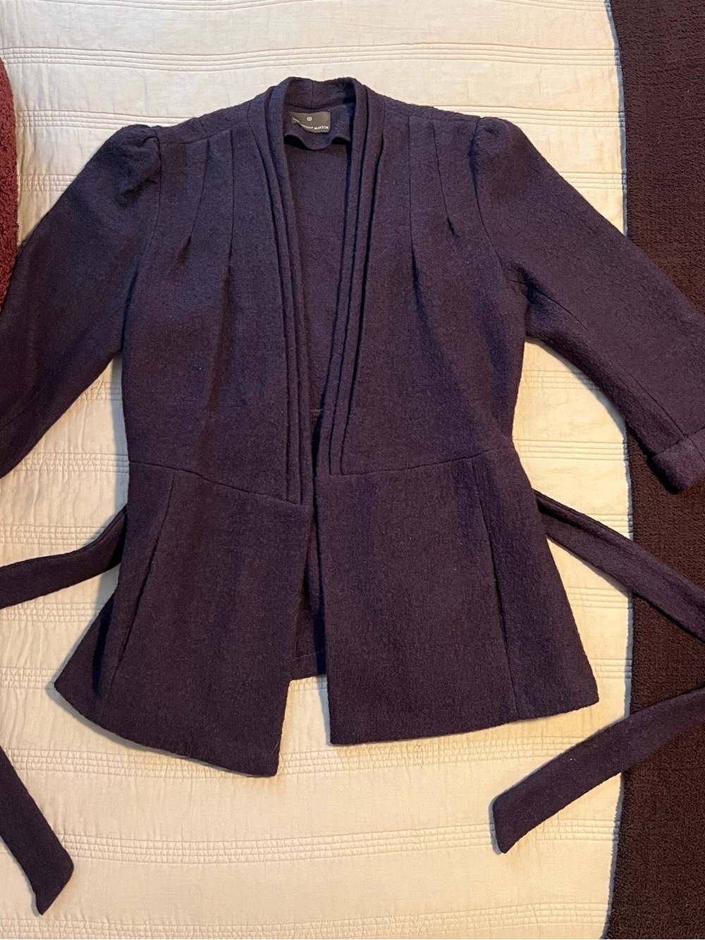 Fenn Wright Manson Deep Purple Belted Blazer Jacket Wool Structured Modern